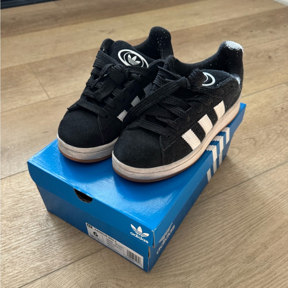 Adidas Kids Campos Black and White Sneakers - Size 6